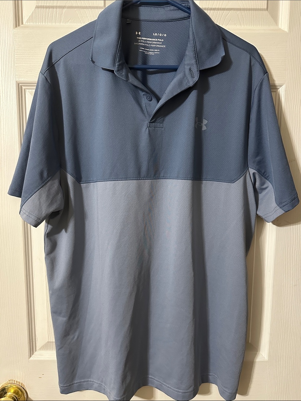 Under Armour Two-Tone Slate and Light Blue Performance Polo